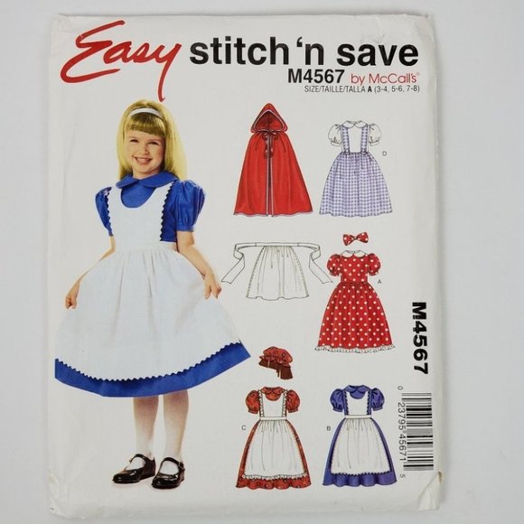 Easy Stitch'n Save Girl's Storybook Costumes Sewing Pattern Size 3-4, 5-6, 7-8 - Picture 1 of 13